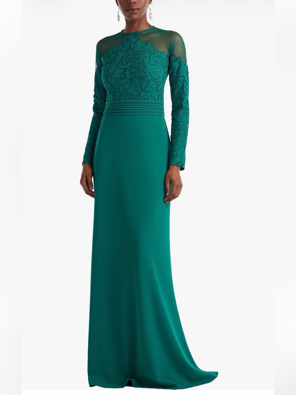 Tadashi Shoji Sinclair Embroidered Crepe Gown